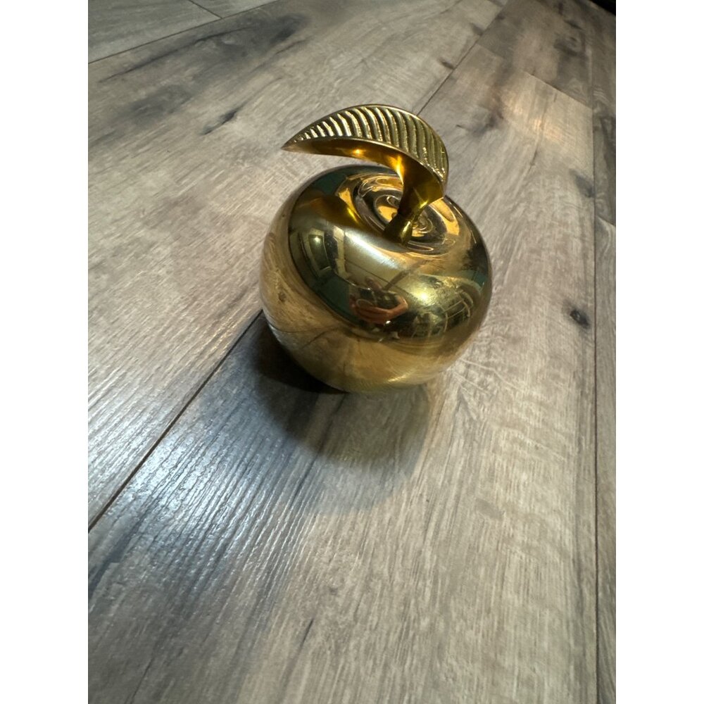 Vintage Brass Heavy Apple Paperweight Handcrafted For The Master Teacher Made In
